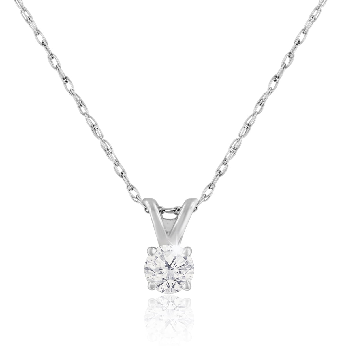Diamond Necklace 14 ct tw Round 14K White Gold 16.5
